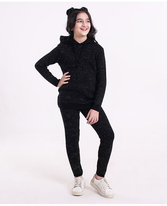 Pine Kids Full Sleeves Sweater Set - Black