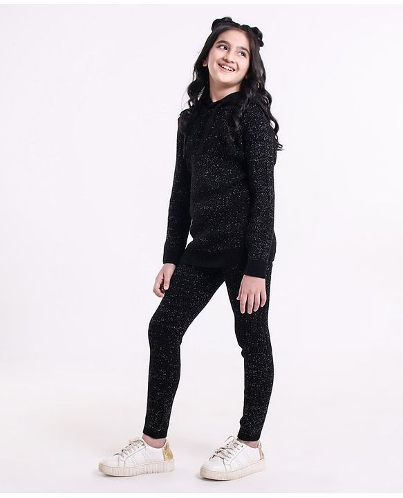 Pine Kids Full Sleeves Sweater Set - Black