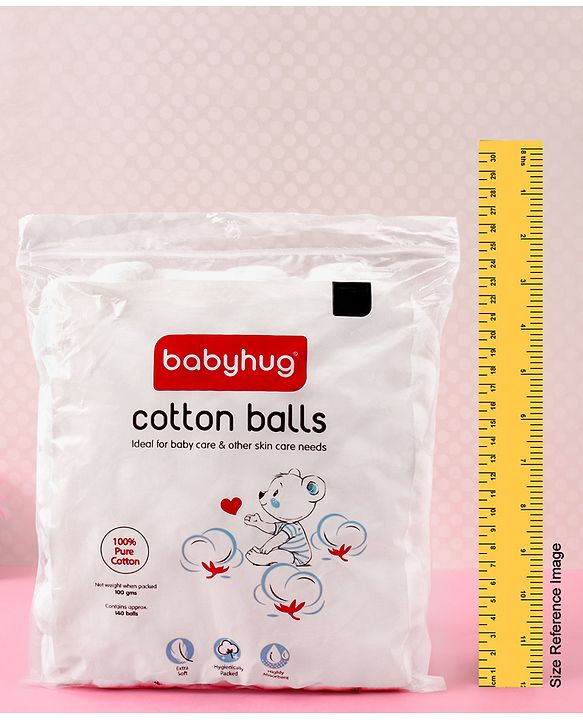 Babyhug 100% Pure Cotton Balls Soft & Gentle for Baby Care  140 Pieces (100g) | Highly Absorbent | Baby Care | First-Aid | Makeup