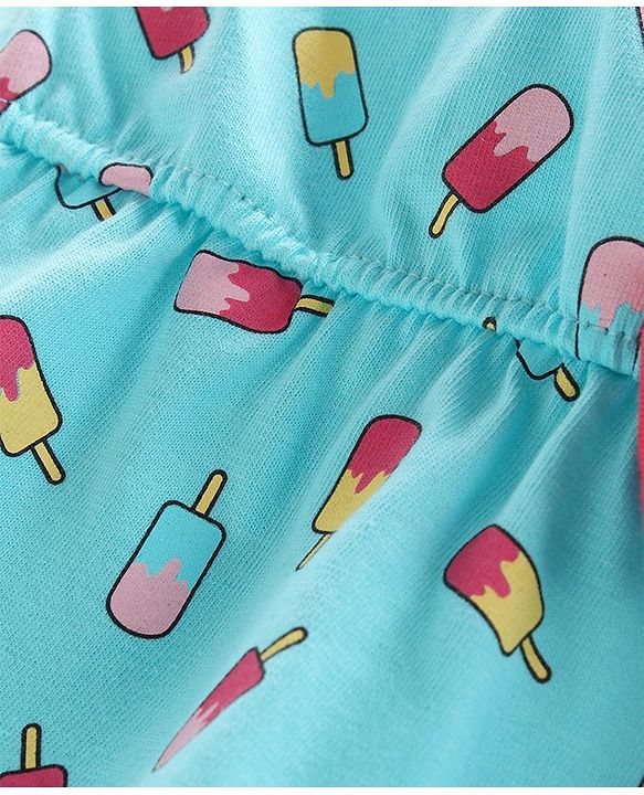 Babyhug Singlet Sleeves Top Popsicle Print - Blue