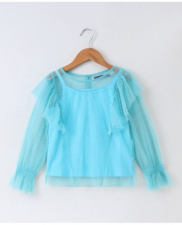 Pine Kids Full Sleeves Biowashed Top Solid Color - Blue