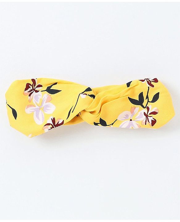 Pine Kids Half Sleeves Frock with Hair Band - Yellow