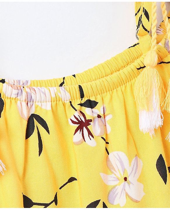 Pine Kids Half Sleeves Frock with Hair Band - Yellow