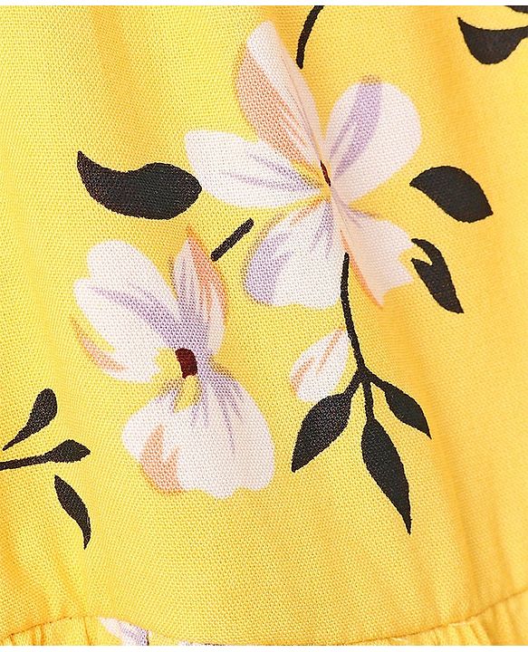 Pine Kids Half Sleeves Frock with Hair Band - Yellow