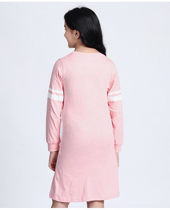 Pine Kids Full Sleeves Frock with Sequin Work - Pink