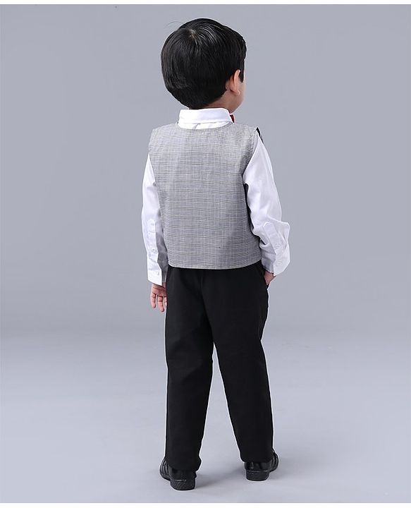 Babyhug Full Sleeves 3 Piece Party Suit - Grey