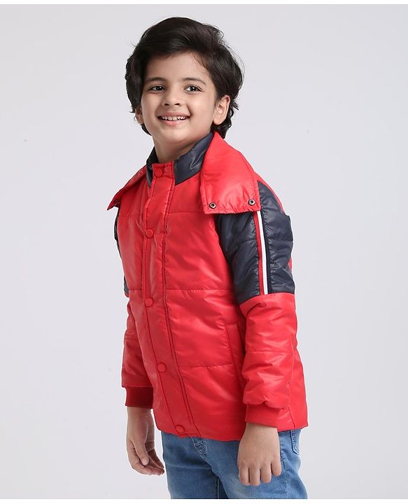 Pine Kids  Medium Winter Full Sleeves Padded Jacket With Neck Band- Red