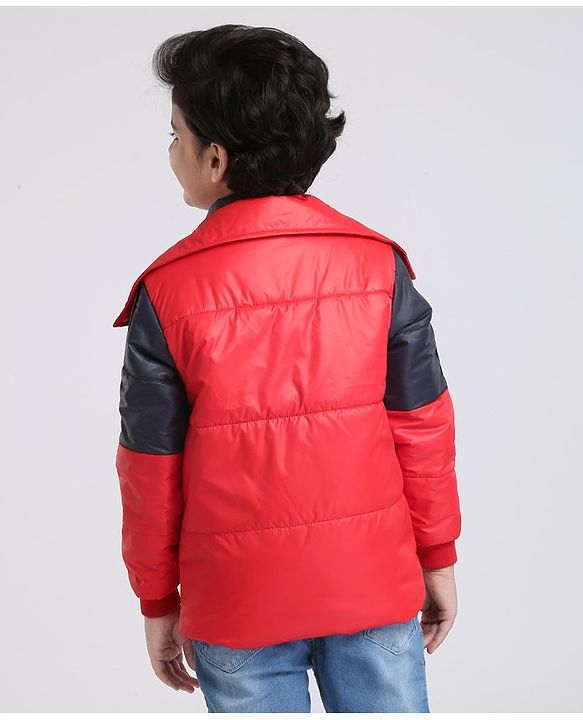 Pine Kids  Medium Winter Full Sleeves Padded Jacket With Neck Band- Red