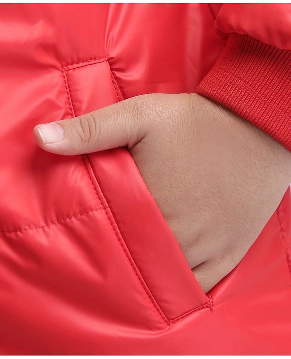 Pine Kids  Medium Winter Full Sleeves Padded Jacket With Neck Band- Red