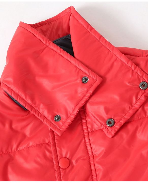 Pine Kids  Medium Winter Full Sleeves Padded Jacket With Neck Band- Red