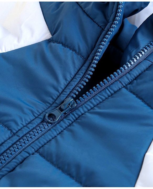 Pine Kids Full Sleeves Padded Hooded Jacket - Blue White