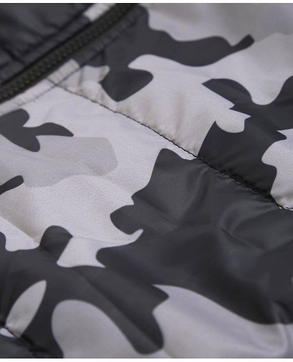 Pine Kids Fulll Sleeves Camouflage Hooded Padded Jacket - Black Grey