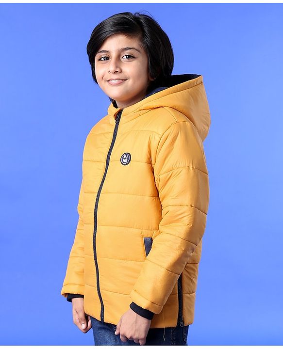 Pine Kids Full Sleeves Hooded Padded Jacket - Yellow