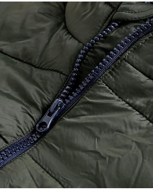 Pine Kids Full Sleeves Hooded Padded Jacket - Olive Green