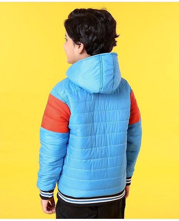 Pine Kids Full Sleeves Color Block Hooded Jacket - Blue