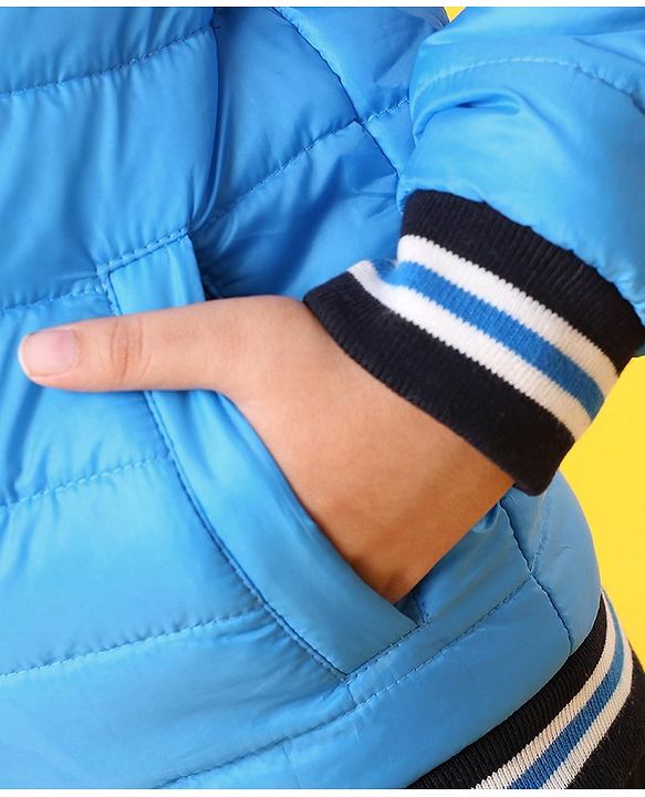 Pine Kids Full Sleeves Color Block Hooded Jacket - Blue