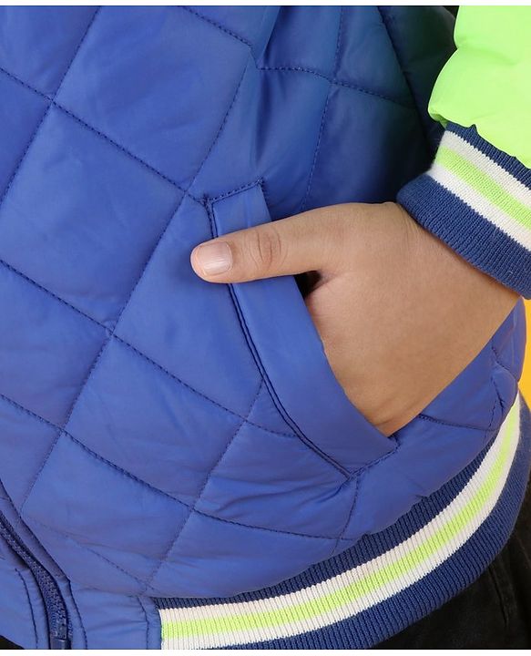 Pine Kids Medium Winter Full Sleeves Hooded Padded Jacket Numeric 20 Patch - Blue Green