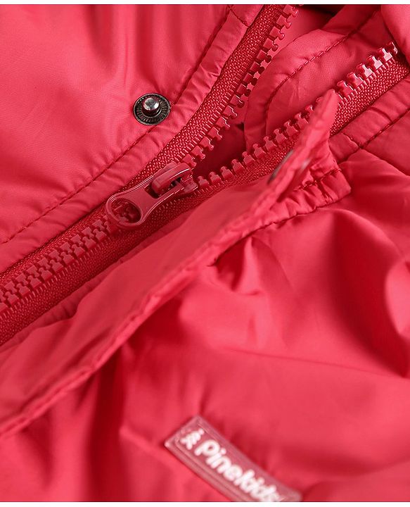 Pine Kids Full Sleeves Jackets with Detachable Hoodie - Red