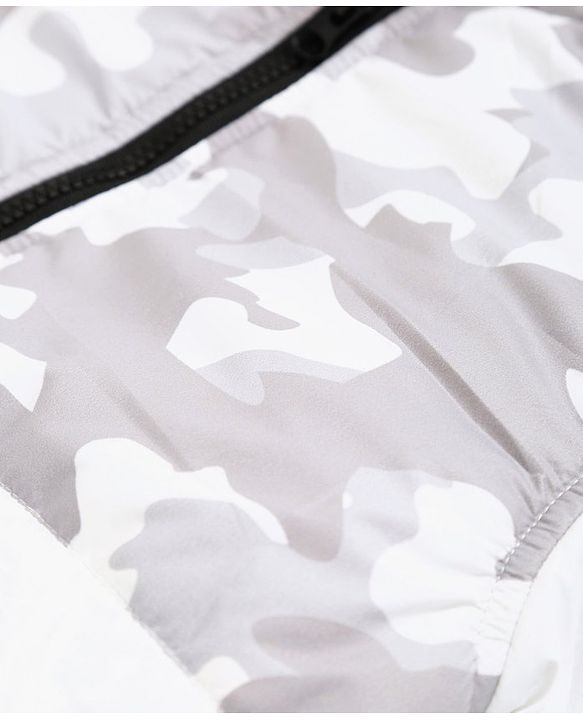 Pine Kids Medium Winter Full Sleeves Camouflage Hooded Padded Jacket - White Grey