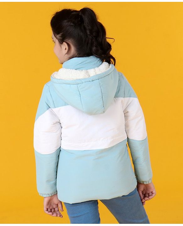 Pine Kids Full Sleeves Medium Winter Padded Jacket with Hoodie - Blue