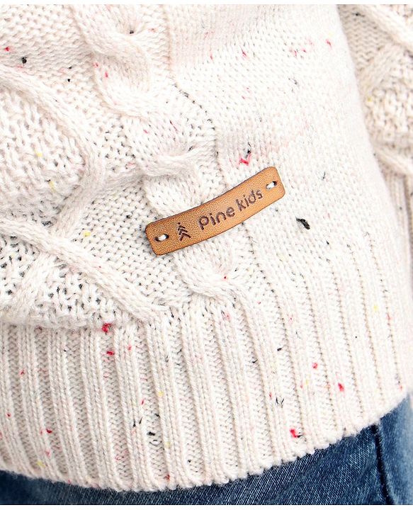 Pine Kids Full Sleeves Cable Knit Sweater - White