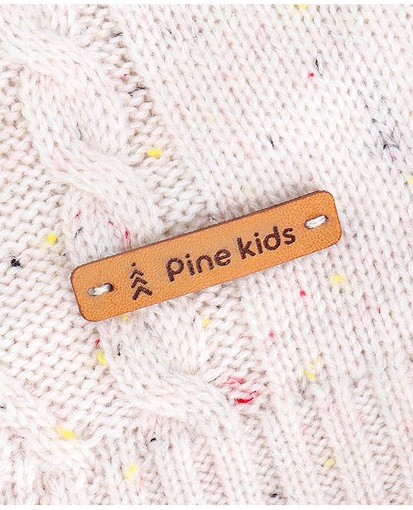 Pine Kids Full Sleeves Cable Knit Sweater - White