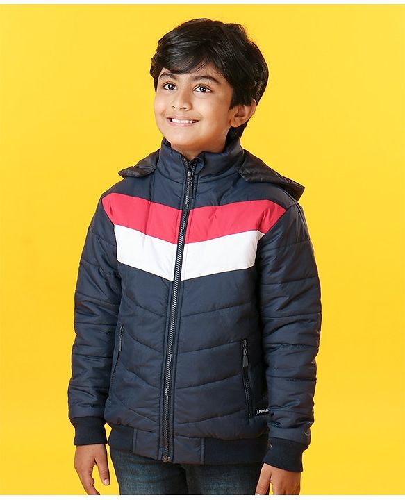 Pine Kids Full Sleeves Padded Hoodie - Navy