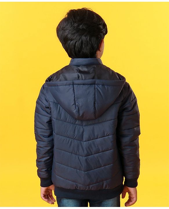 Pine Kids Full Sleeves Padded Hoodie - Navy