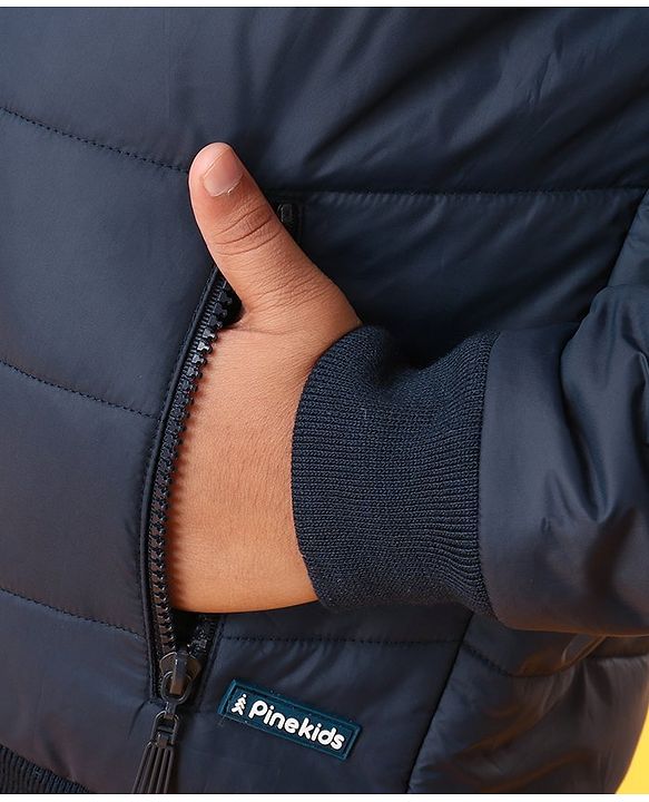 Pine Kids Full Sleeves Padded Hoodie - Navy