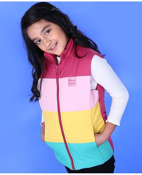Pine Kids Sleeveless Light Winter Padded Jacket - Multicolor