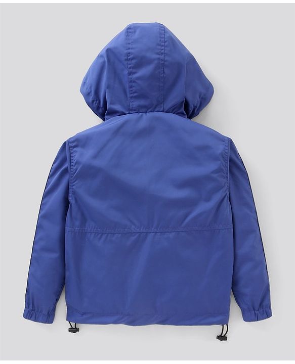 Pine Kids Full Sleeves Hooded Jacket Solid & Tape Applique - Blue