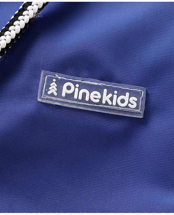 Pine Kids Full Sleeves Hooded Jacket Solid & Tape Applique - Blue