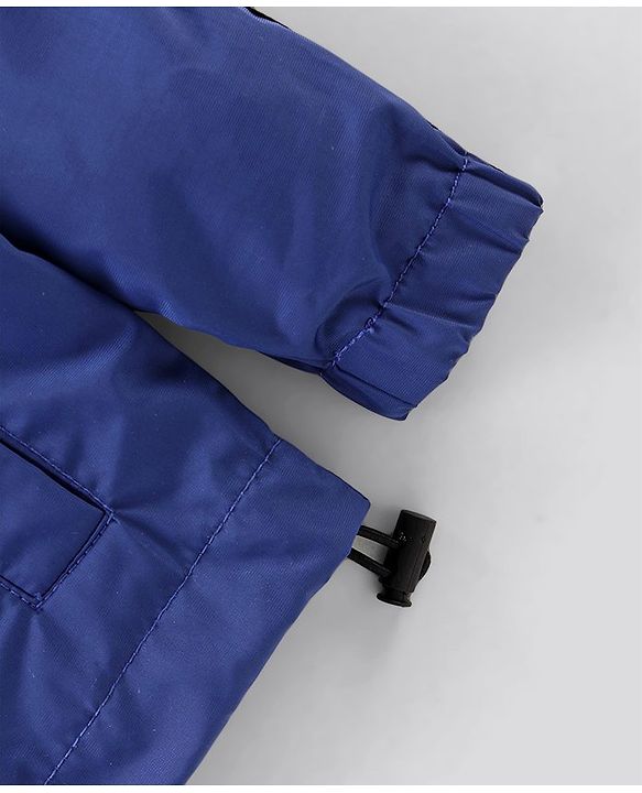 Pine Kids Full Sleeves Hooded Jacket Solid & Tape Applique - Blue