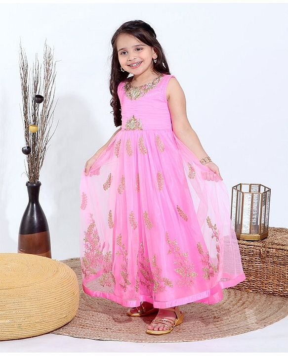 Babyhug Sleeveless Ethnic Dress - Pink