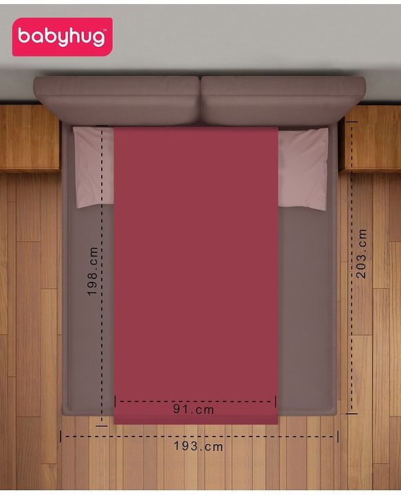 Babyhug Soft Terry Breathable & Waterproof Mattress Protector Fitted Cover Sheet - Maroon