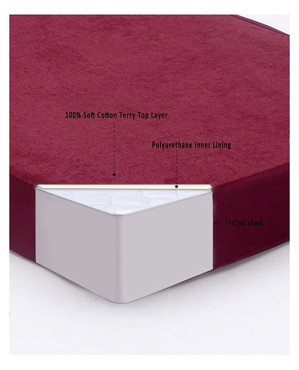 Babyhug Soft Terry Breathable & Waterproof Mattress Protector Fitted Cover Sheet - Maroon