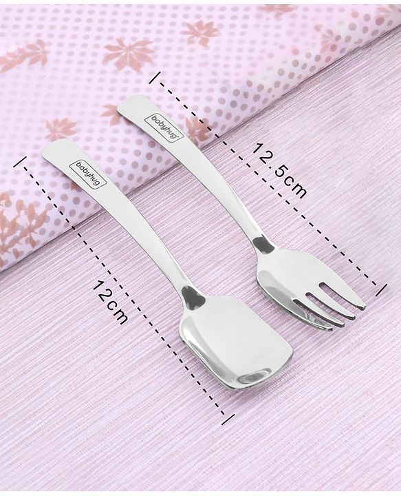 Babyhug Stainless Steel Ice Cream Spoon & Fork Set of 4 - Silver