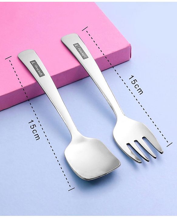 Pine Kids Stainless Steel Spoon & Fork Pack of 4 - Length 15 cm Each
