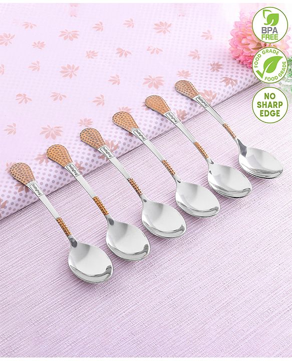 Babyhug Stainless Steel Spoon Set of 6 - Silver