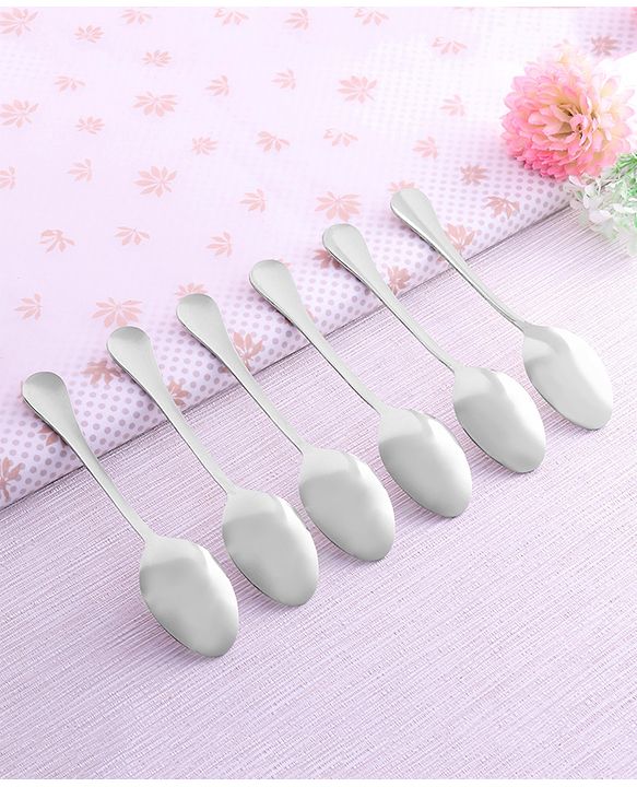 Babyhug Stainless Steel Spoon Set of 6 - Silver