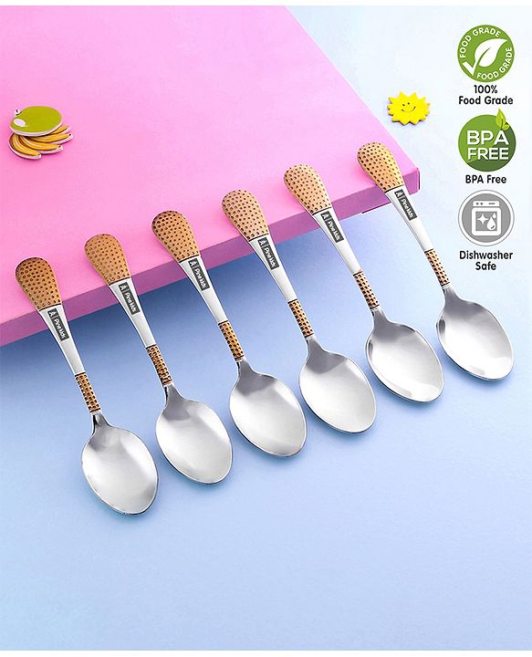 Pine Kids Stainless Steel Spoon Pack of 6 - Length 16 cm Each