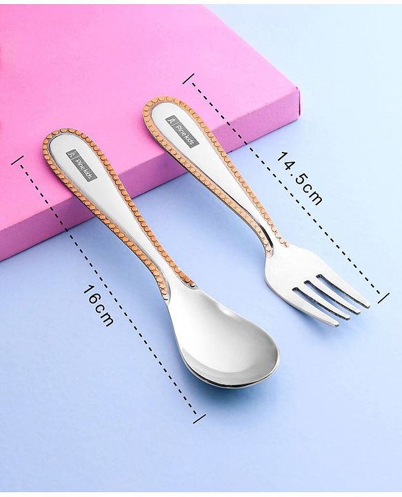 Pine Kids Stainless Steel Spoon & Fork Pack of 6 - Length 16 cm Each