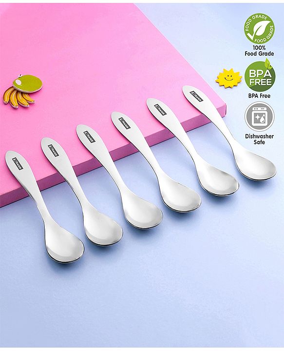 Pine Kids Stainless Steel Spoon Pack of 6 - Length 16 cm Each