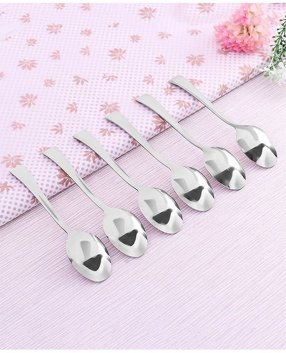Babyhug Stainless Steel Spoon Set of 6 - Silver