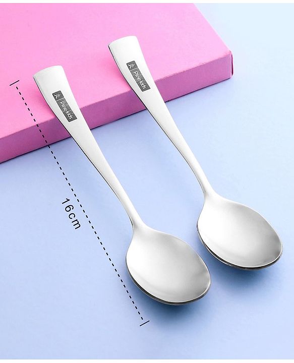 Pine Kids Stainless Steel Spoon Pack of 6 - Length 16 cm Each
