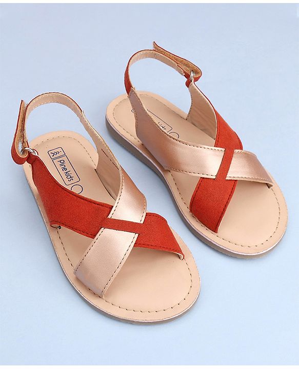 Pine Kids Cross Toe Sandals - Orange & Golden