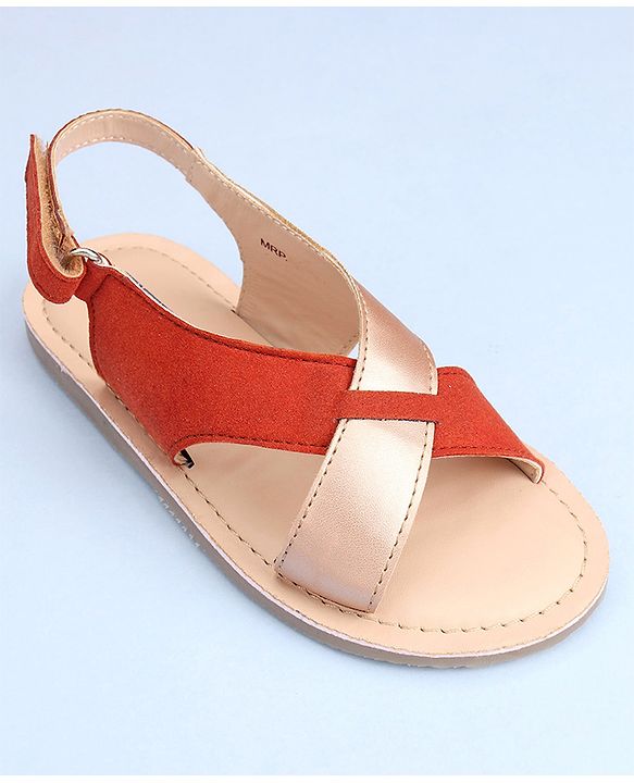 Pine Kids Cross Toe Sandals - Orange & Golden