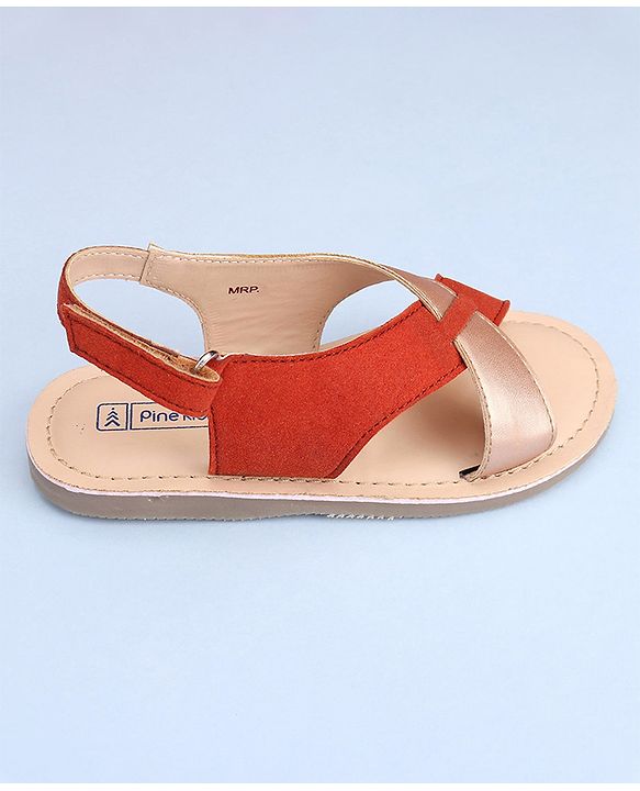 Pine Kids Cross Toe Sandals - Orange & Golden