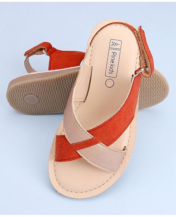 Pine Kids Cross Toe Sandals - Orange & Golden