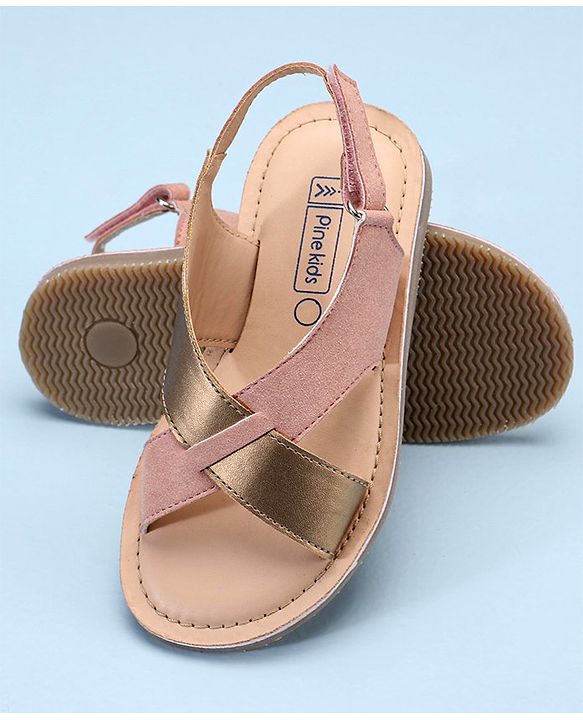 Pine Kids Cross Toe Sandals - Orange & Golden